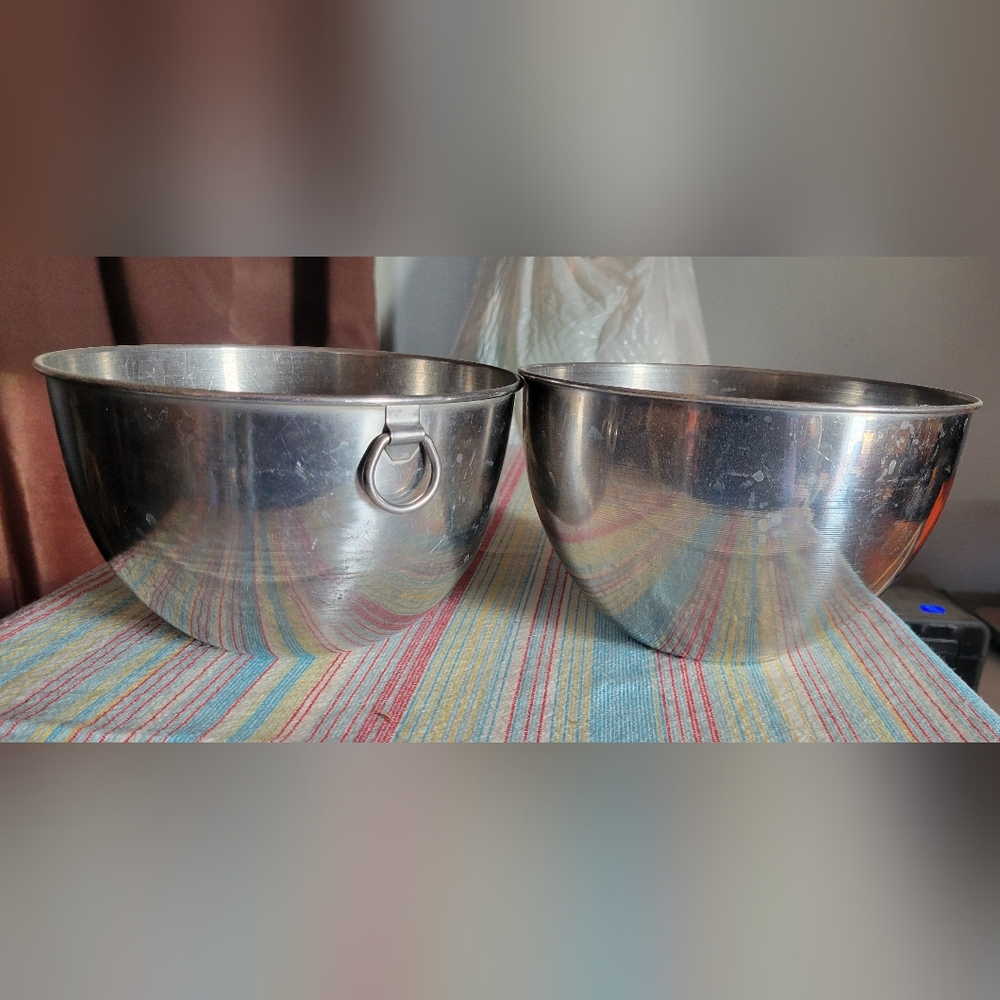 Revere Ware 1801 Stainless Steel D Ring Mixing Bowl 7-3/4" 2 Qt Set Of 2